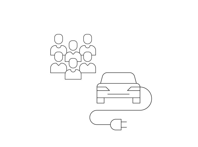 Gesellschaft und Auto mit Kabel